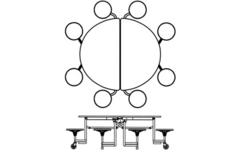 Ronde tafel, 8-zitter H61 136cm x 153cm x 61cm