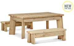 Buiten Tafel B120cm - Kleutertafel + 2 Lange Bank Set, DR169
