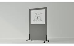 Akoestische whiteboard Silva, 200 x 120 cm, Donkergrijs, verrijdbaar