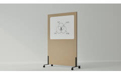 Akoestische whiteboard Silva, 200 x 120 cm, Beige, verrijdbaar