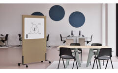 Akoestische whiteboard Silva, 200 x 120 cm, Beige, verrijdbaar