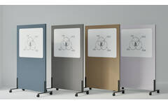 Akoestische whiteboard Silva, 200 x 120 cm, Blauw, verrijdbaar