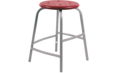 Taboeret 50H verspr. steunen frame RAL9006 zitting PUR rood