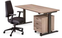 Bureau Flex 3+, Oak medium, onderstel Shadow grey, 160x80 cm