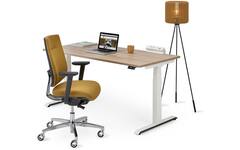 Bureau Flex 3+, Lindberg eiken, onderstel wit, 120x80 cm