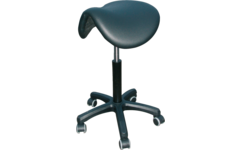 Zadelstoel neig- en verstelbaar van 52 t/m 67 cm, PUR zwart, voet zwart