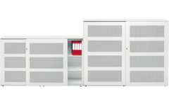 Schuifdeurkast akoestisch incl. top metaal, 200x120x45cm. 4  legb.