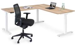 S-Line hoekopstelling, wit frame, blad Oak medium, 120x80/70x100 cm