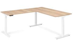 S-Line hoekopstelling, wit frame, blad Oak medium, 120x80/70x100 cm