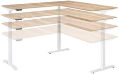 S-Line hoekopstelling, wit frame, blad Oak medium, 120x80/70x100 cm
