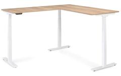S-Line hoekopstelling, wit frame, blad Oak medium, 120x80/70x100 cm