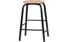 Taboeret zithoogte 46, frame zwart, zitting hout