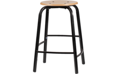 Taboeret zithoogte 55, frame zwart, zitting hout