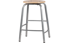 Taboeret zithoogte 55, frame aluminium, zitting hout