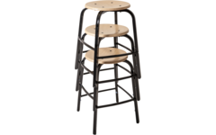 Taboeret zithoogte 65, frame zwart, zitting hout