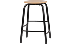 Taboeret zithoogte 65, frame zwart, zitting hout