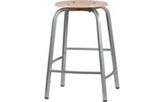 Taboeret zithoogte 65, frame aluminium, zitting hout