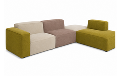 Zitelement Harley | Hocker, Stofgroep Harlow Reishi, zwarte doppootjes