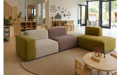 Zitelement Harley | Chaise, Stofgroep Harlow Reishi, zwarte doppootjes