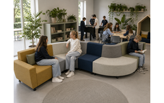 Zitelement Daan, binnenhoek, korte rug, diameter 160 cm, stof Adore