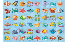 Beloningsstickers 414 kleurige vissen, 48 motieven, 960 stuks