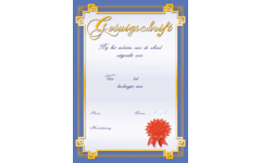 Getuigschrift Blauw kader 1 motief, 10 stuks