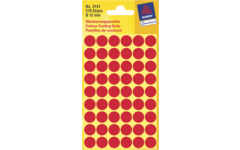 Etiketten rond rood 12mm, 270 stuks