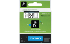 Lettertape Dymo 12 mm D1 wit/zwart