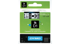 Lettertape Dymo 12 mm D1 transparant/zwart