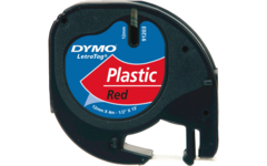 Lettertape plastic komeetrood 12 mm, Dymo LetraTag