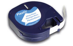 Lettertape 12mm x 4m wit plastic (compatible met  Dymo LetraTag)