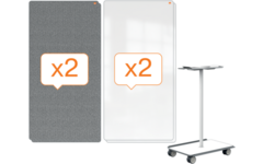 Whiteboard Nobo Move&Meet basis set afneembaar en draagbaar whiteboard/memobord grijs