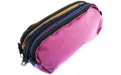 Schooletui 3-vaks oranje/ blauw/fuchsia ca 25 x 9 x 11 cm