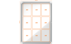 Binnenvitrine Nobo draaideur met slot 9 x A4