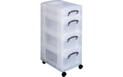Trolley met 4 opbergboxen, 3 x 9 liter en 1 x 4 liter