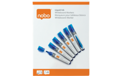 Whiteboardstiften Nobo Liquid Ink ronde punt 3 mm blauw, 10 stuks