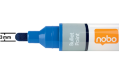 Whiteboardstiften Nobo Liquid Ink ronde punt 3 mm blauw, 10 stuks