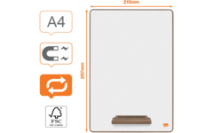 Whiteboard/Wisbord Nobo A4 magnetisch wit per 4st