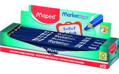 Whiteboardpotloden Maped driekantig blauw , 12 stuks