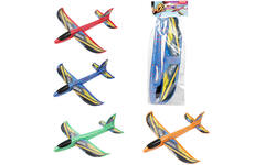 Foam vliegtuig 36 cm met stickers assorti
